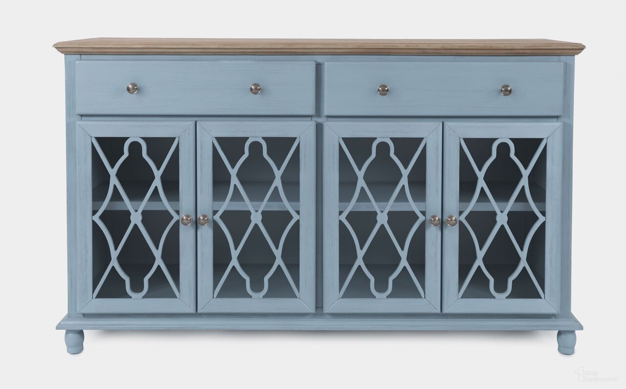 The appearance of Aurora Hills Country Wire Brushed 4 Door Accent Chest In Blue designed by Jofran in the country / farmhouse interior design. This blue piece of furniture  was selected by 1StopBedrooms from Aurora Hills Collection to add a touch of cosiness and style into your home. Sku: 1997-58. Material: Acacia.