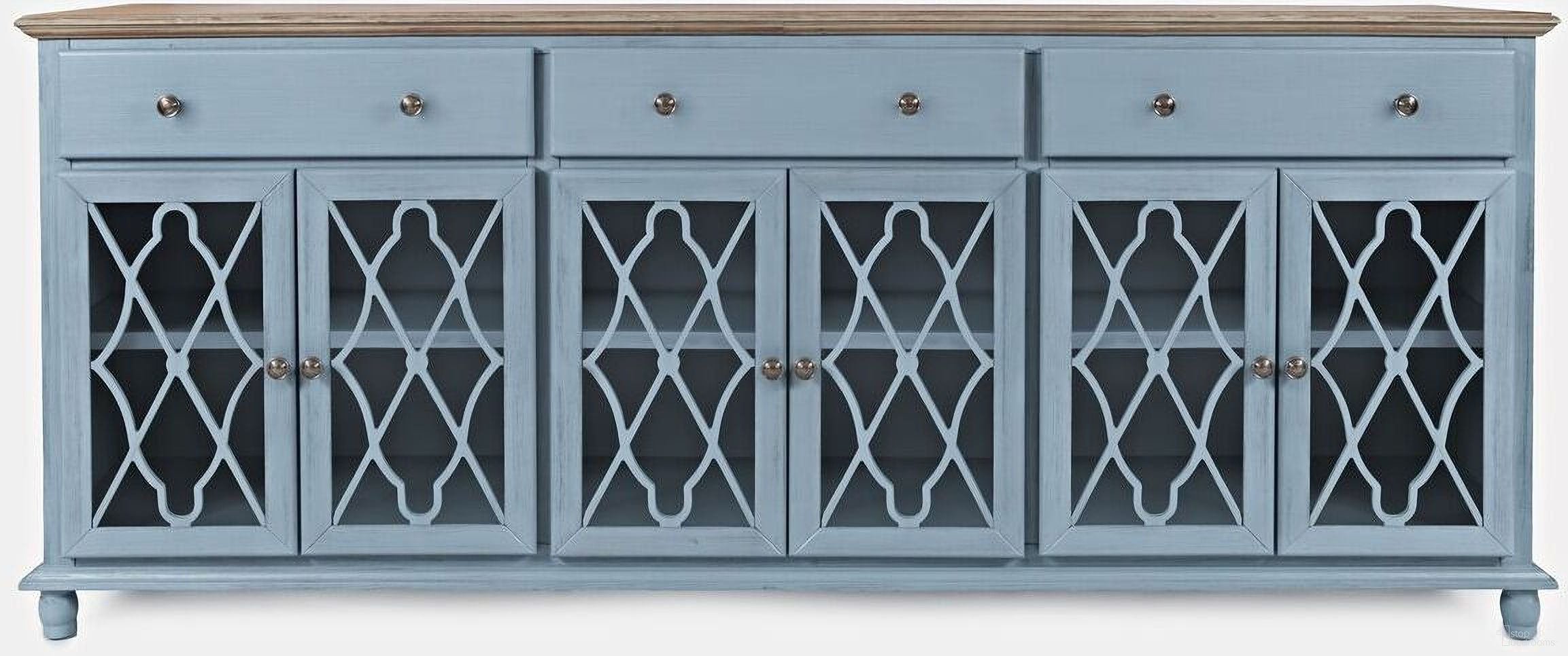 The appearance of Aurora Hills Country Wire Brushed 6 Door Accent Chest In Blue designed by Jofran in the country / farmhouse interior design. This blue piece of furniture  was selected by 1StopBedrooms from Aurora Hills Collection to add a touch of cosiness and style into your home. Sku: 1997-86. Material: Acacia.
