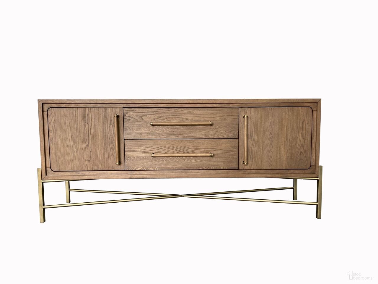 The appearance of Aurora Metal Base Sideboard In Latte designed by Bernell in the transitional interior design. This latte piece of furniture was selected by 1StopBedrooms from Aurora Collection to add a touch of cosiness and style into your home. Sku: 3098-525. Material: Hardwood.