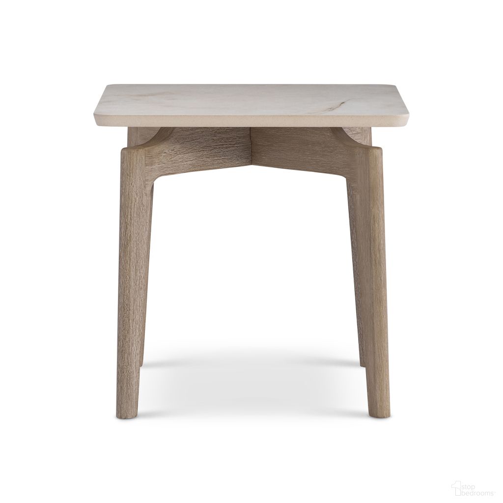 The appearance of Aurora Outdoor Side Table In White and Brown designed by Bernhardt in the modern / contemporary interior design. This white/brown piece of furniture  was selected by 1StopBedrooms from Aurora Collection to add a touch of cosiness and style into your home. Sku: X09122. Material: Stone.