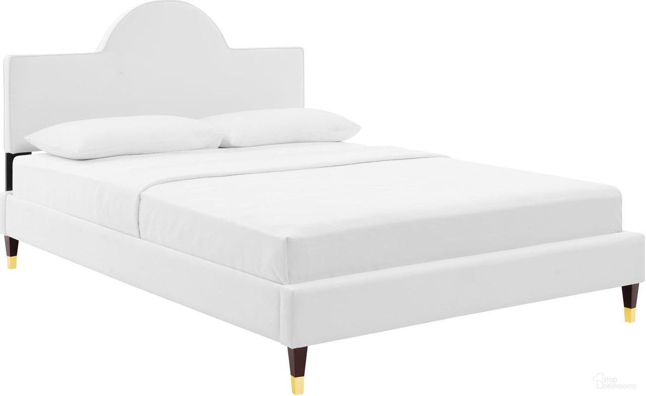 Aurora Performance Velvet King Bed In White