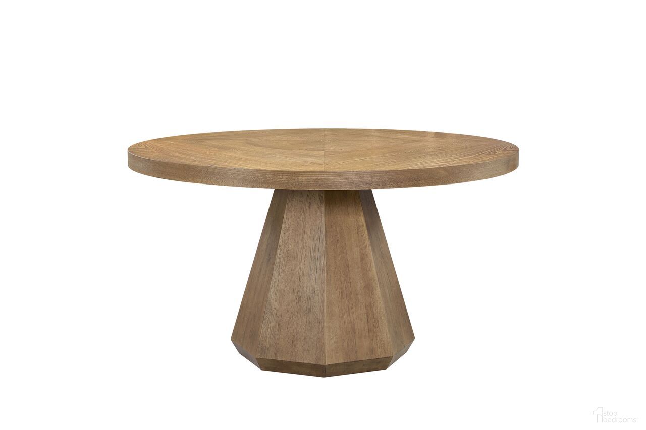 The appearance of Aurora Round Dining Table In Latte designed by Bernell in the transitional interior design. This latte piece of furniture was selected by 1StopBedrooms from Aurora Collection to add a touch of cosiness and style into your home. Sku: 3098-502. Table Base Style: Pedestal. Table Top Shape: Round. Size: 54". Material: Hardwood.