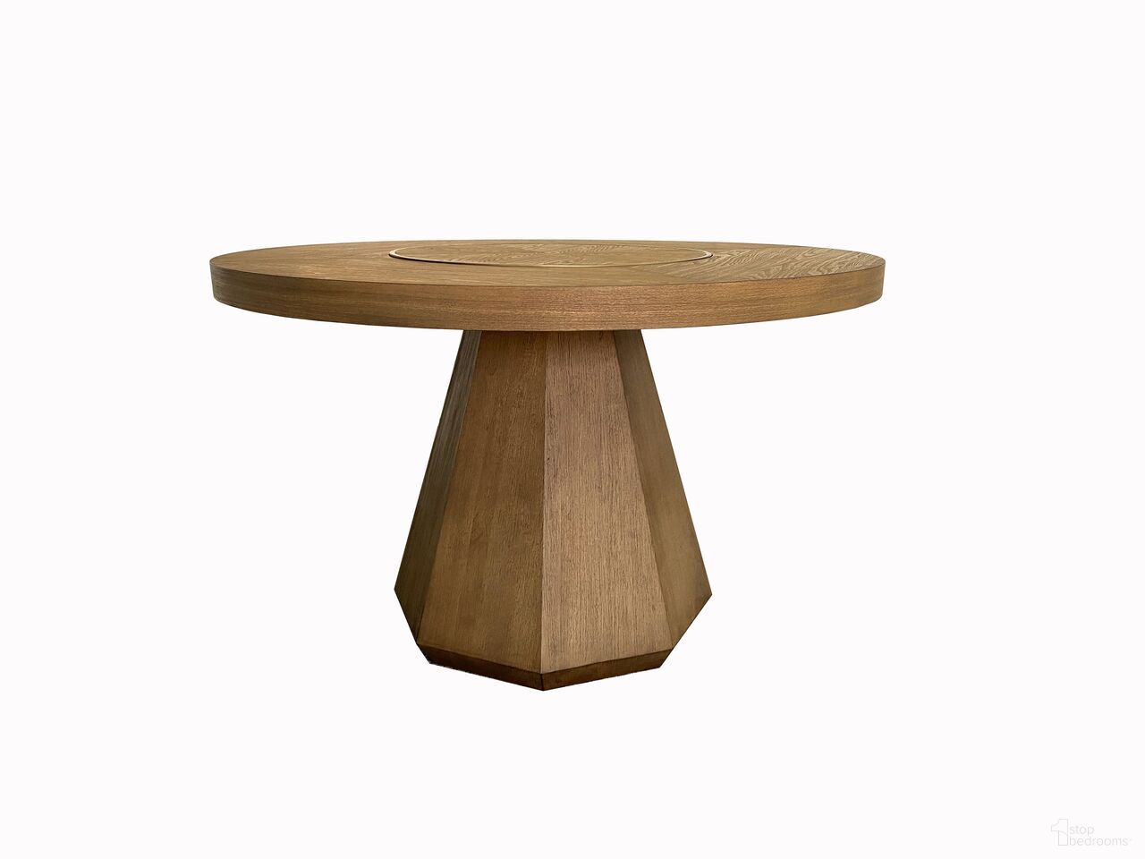 The appearance of Aurora Round Dining Table with Lazy Susan In Latte designed by Bernell in the transitional interior design. This latte piece of furniture was selected by 1StopBedrooms from Aurora Collection to add a touch of cosiness and style into your home. Sku: 3098-501. Table Base Style: Pedestal. Table Top Shape: Round. Size: 54". Material: Hardwood.