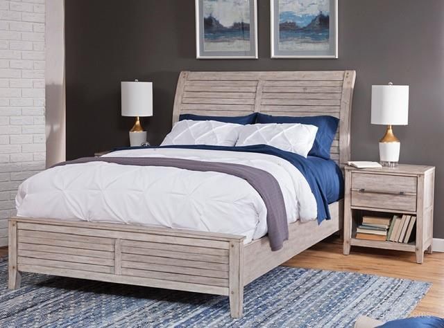Aurora Sleigh Bedroom Set with Panel Footboard In Whitewash