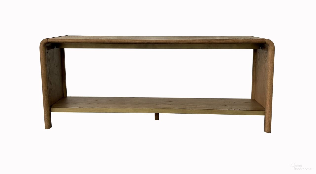 The appearance of Aurora Waterfill Console Table In Latte designed by Bernell in the transitional interior design. This latte piece of furniture was selected by 1StopBedrooms from Aurora Collection to add a touch of cosiness and style into your home. Sku: 3098-004. Material: Hardwood.