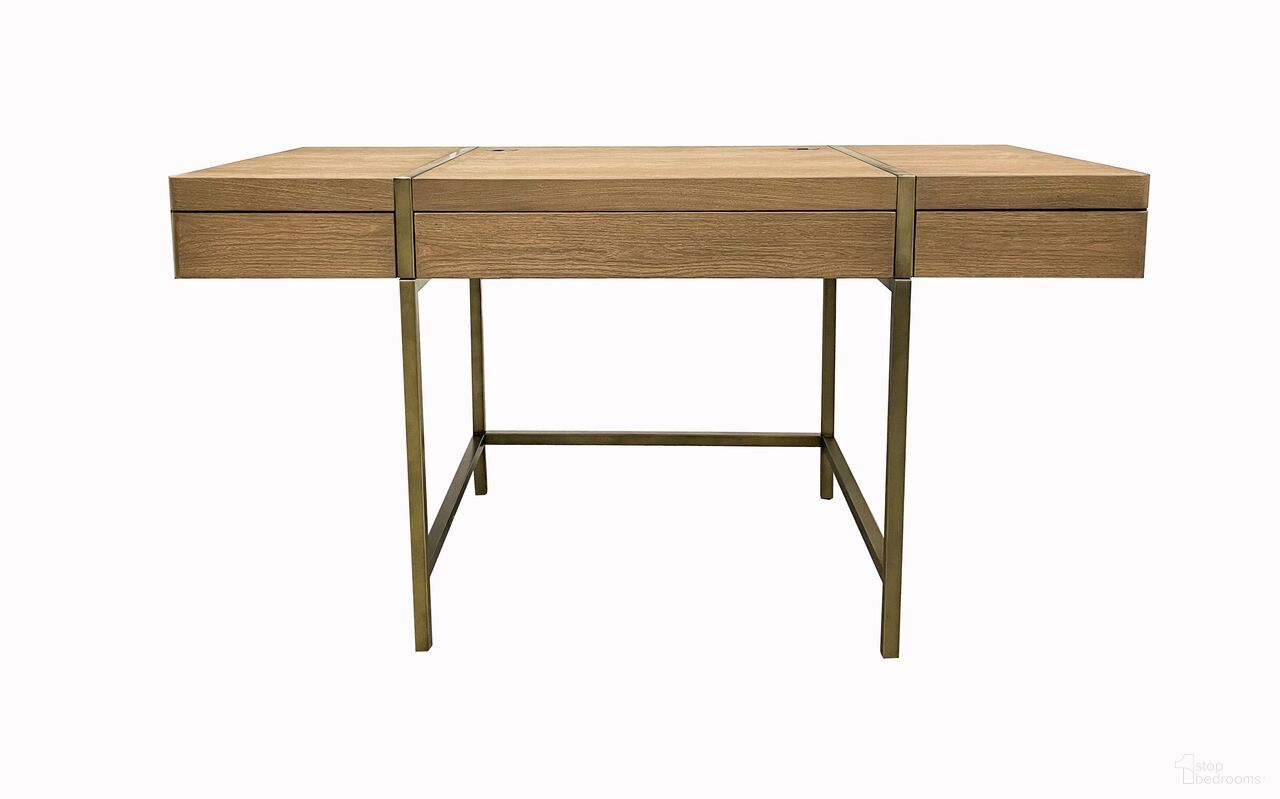 The appearance of Aurora Writing Desk with USB In Latte designed by Bernell in the transitional interior design. This latte piece of furniture was selected by 1StopBedrooms from Aurora Collection to add a touch of cosiness and style into your home. Sku: 3098-715. Material: Hardwood.