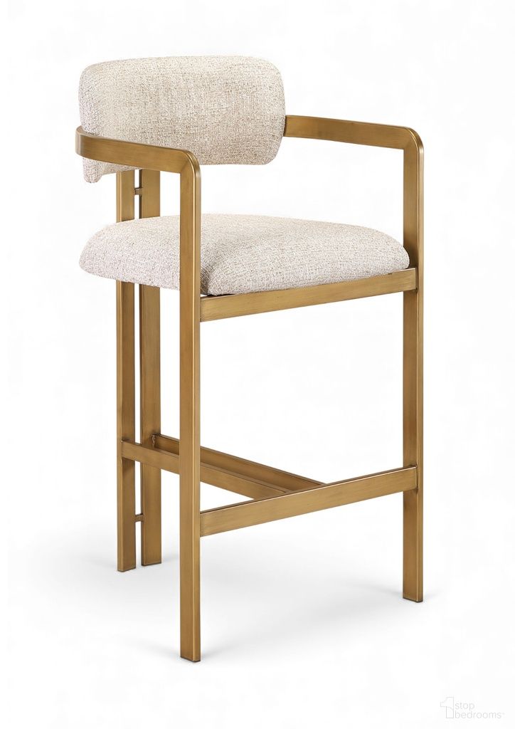The appearance of Aurum Linen Textured Fabric Upholstered Counter Stool In Beige designed by Meridian in the modern / contemporary interior design. This beige piece of furniture was selected by 1StopBedrooms from Aurum Collection to add a touch of cosiness and style into your home. Sku: 88089Beige-C. Material: Foam.