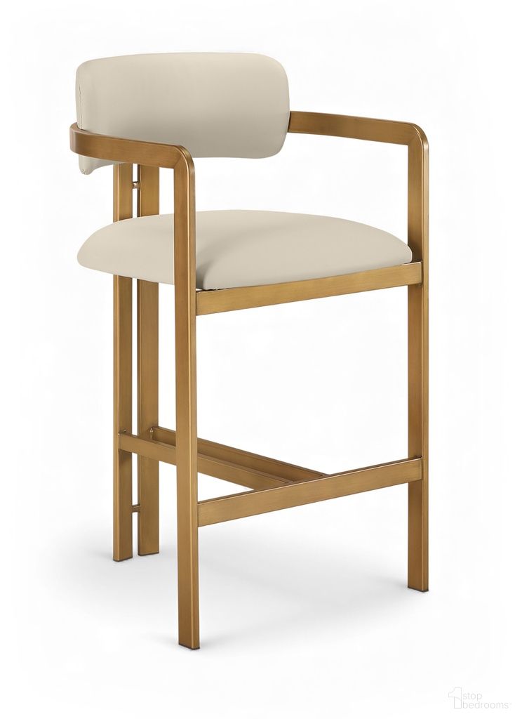 The appearance of Aurum Vegan Leather Upholstered Counter Stool In Beige designed by Meridian in the modern / contemporary interior design. This beige piece of furniture was selected by 1StopBedrooms from Aurum Collection to add a touch of cosiness and style into your home. Sku: 88094Beige-C. Material: Foam.