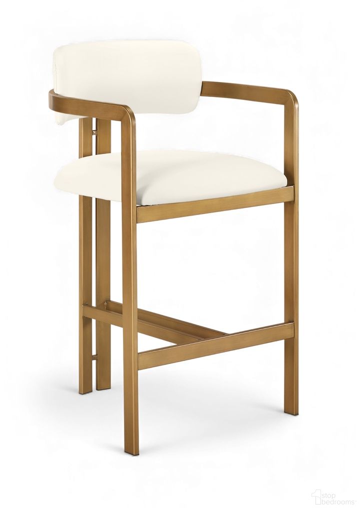 The appearance of Aurum Vegan Leather Upholstered Counter Stool In Cream designed by Meridian in the modern / contemporary interior design. This cream piece of furniture was selected by 1StopBedrooms from Aurum Collection to add a touch of cosiness and style into your home. Sku: 88094Cream-C. Material: Foam.