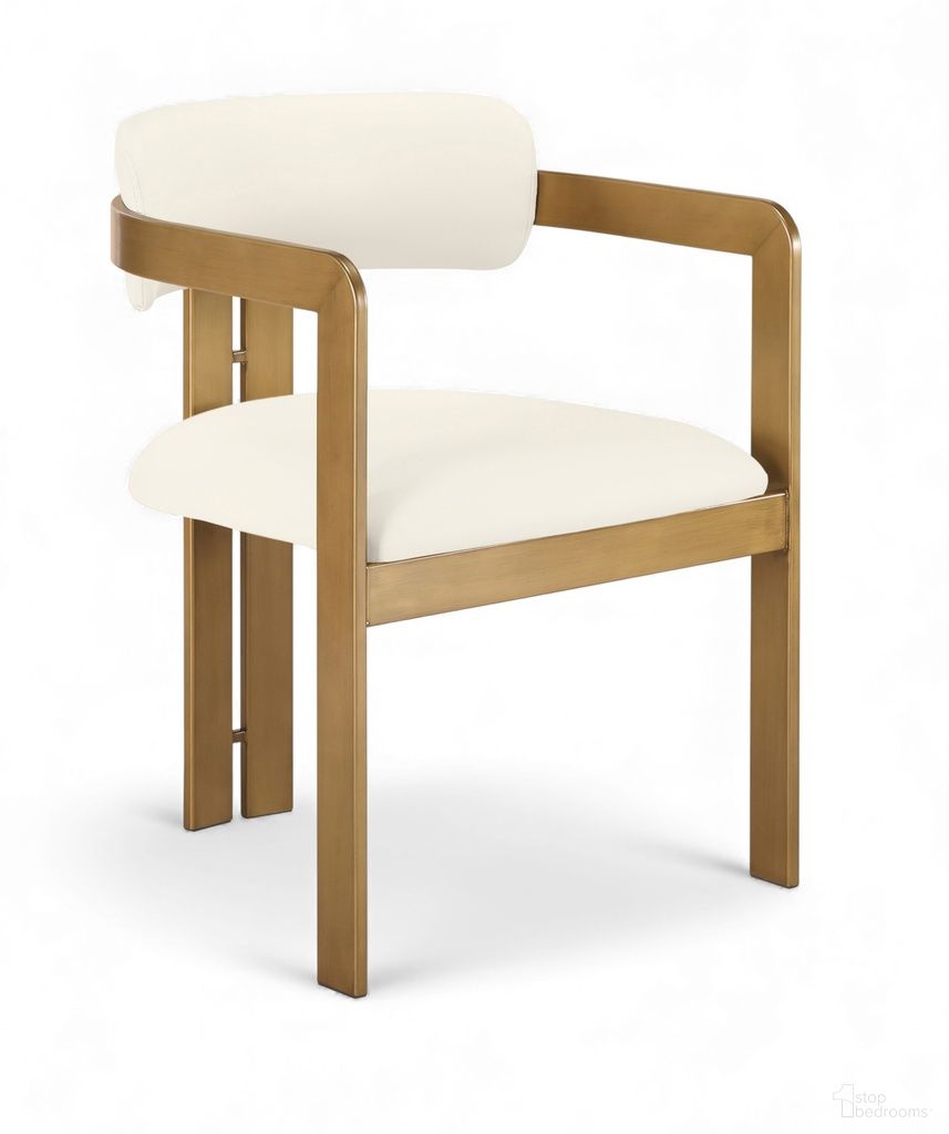 The appearance of Aurum Vegan Leather Upholstered Dining Chair Set of 2 In Cream designed by Meridian in the modern / contemporary interior design. This cream piece of furniture was selected by 1StopBedrooms from Aurum Collection to add a touch of cosiness and style into your home. Sku: 88091Cream-C. Material: Foam. Chair Type: Arm Chair.