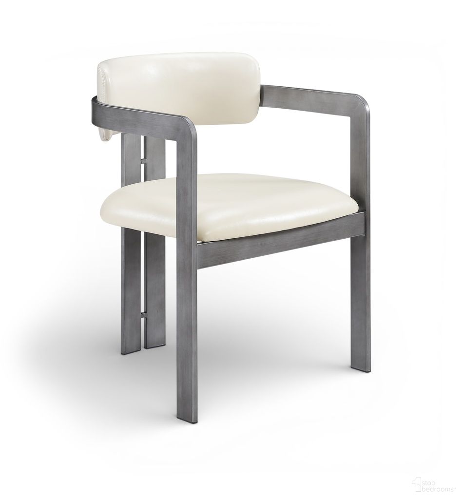 The appearance of Aurum Vegan Leather Upholstered Dining Chair Set of 2 In Cream designed by Meridian in the modern / contemporary interior design. This cream piece of furniture  was selected by 1StopBedrooms from Aurum Collection to add a touch of cosiness and style into your home. Sku: 88092Cream-C. Material: Foam. Chair Type: Arm Chair.