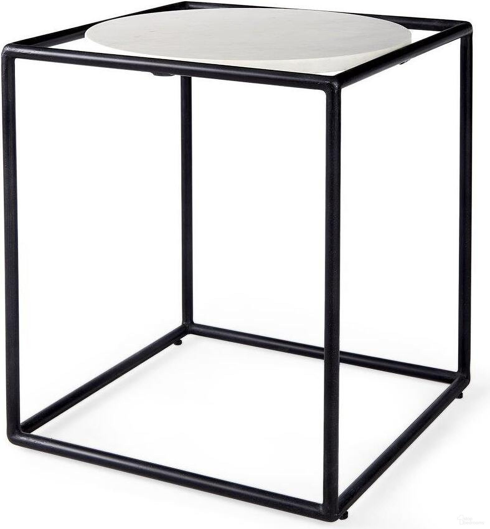 The appearance of Austen Round White Marble Top With Black Metal Frame Side Table designed by Mercana in the modern / contemporary interior design. This white and black piece of furniture  was selected by 1StopBedrooms from Austen Collection to add a touch of cosiness and style into your home. Sku: 69214. Material: Metal.