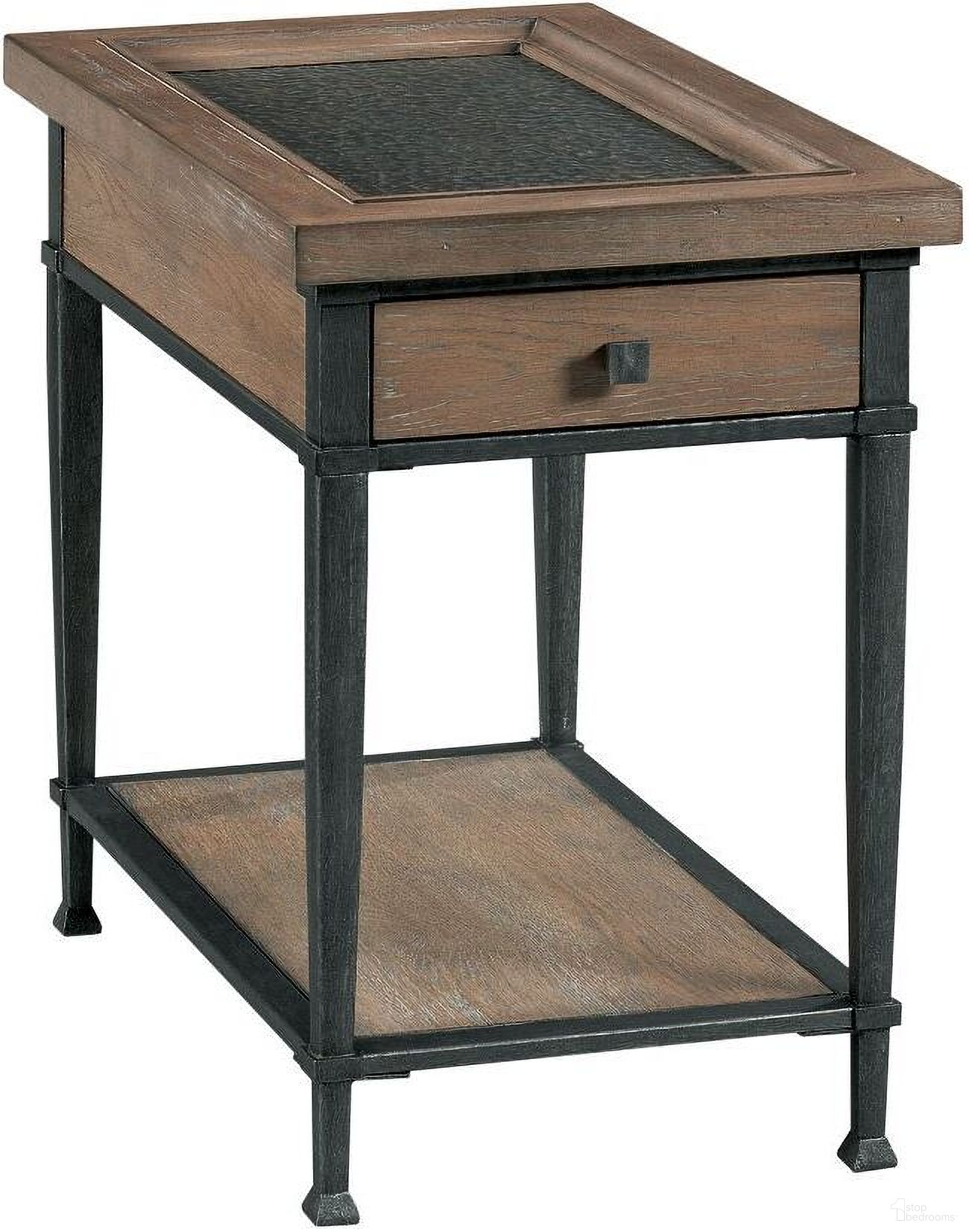 The appearance of Austin Chairside Table In Medium Brown designed by Hammary in the transitional interior design. This medium brown piece of furniture  was selected by 1StopBedrooms from Austin Collection to add a touch of cosiness and style into your home. Sku: 955-916. Material: Wood.