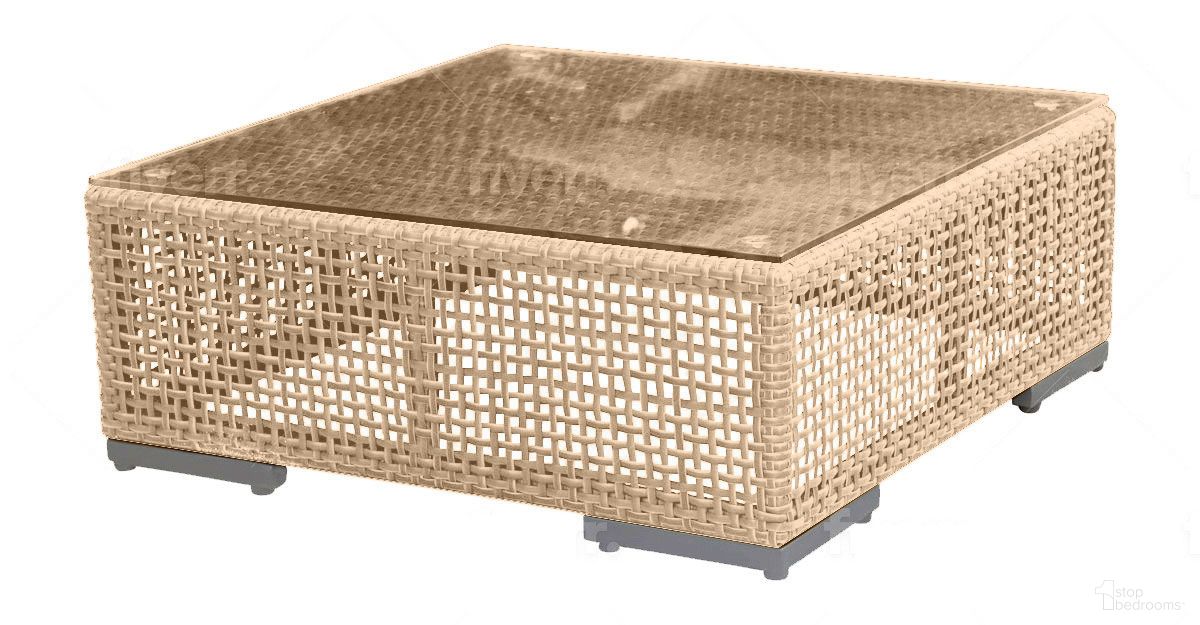 The appearance of Austin Coffee Table with Glass In Natural designed by Pelican Reef in the modern / contemporary interior design. This natural piece of furniture  was selected by 1StopBedrooms from Austin Collection to add a touch of cosiness and style into your home. Sku: PJO-3801-NAT-CT-GL. Table Top Shape: Square. Material: Aluminum.