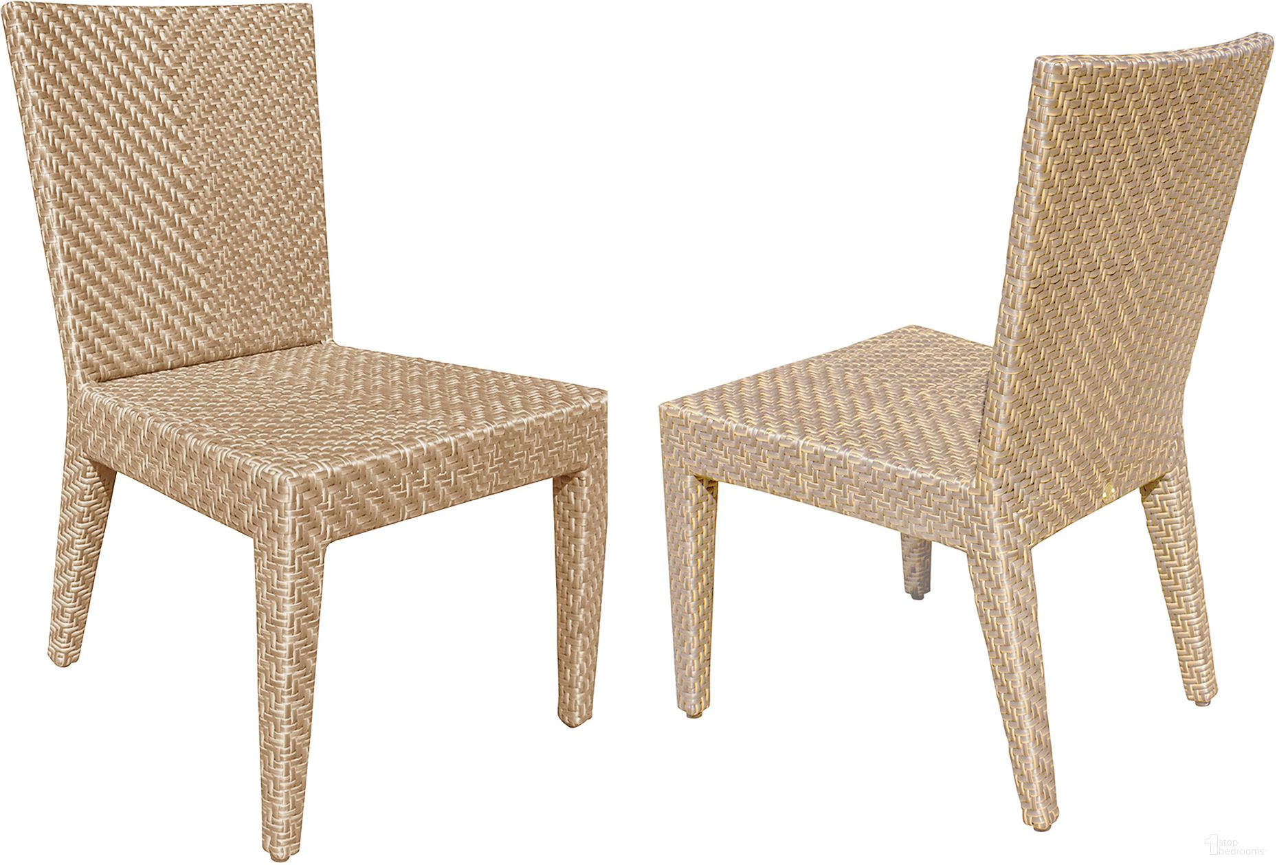 The appearance of Austin Dining Side Chairs In Natural - Set of 2 designed by Pelican Reef in the modern / contemporary interior design. This natural piece of furniture  was selected by 1StopBedrooms from Austin Collection to add a touch of cosiness and style into your home. Sku: PJO-3801-NAT-S-SET2. Material: Aluminum.