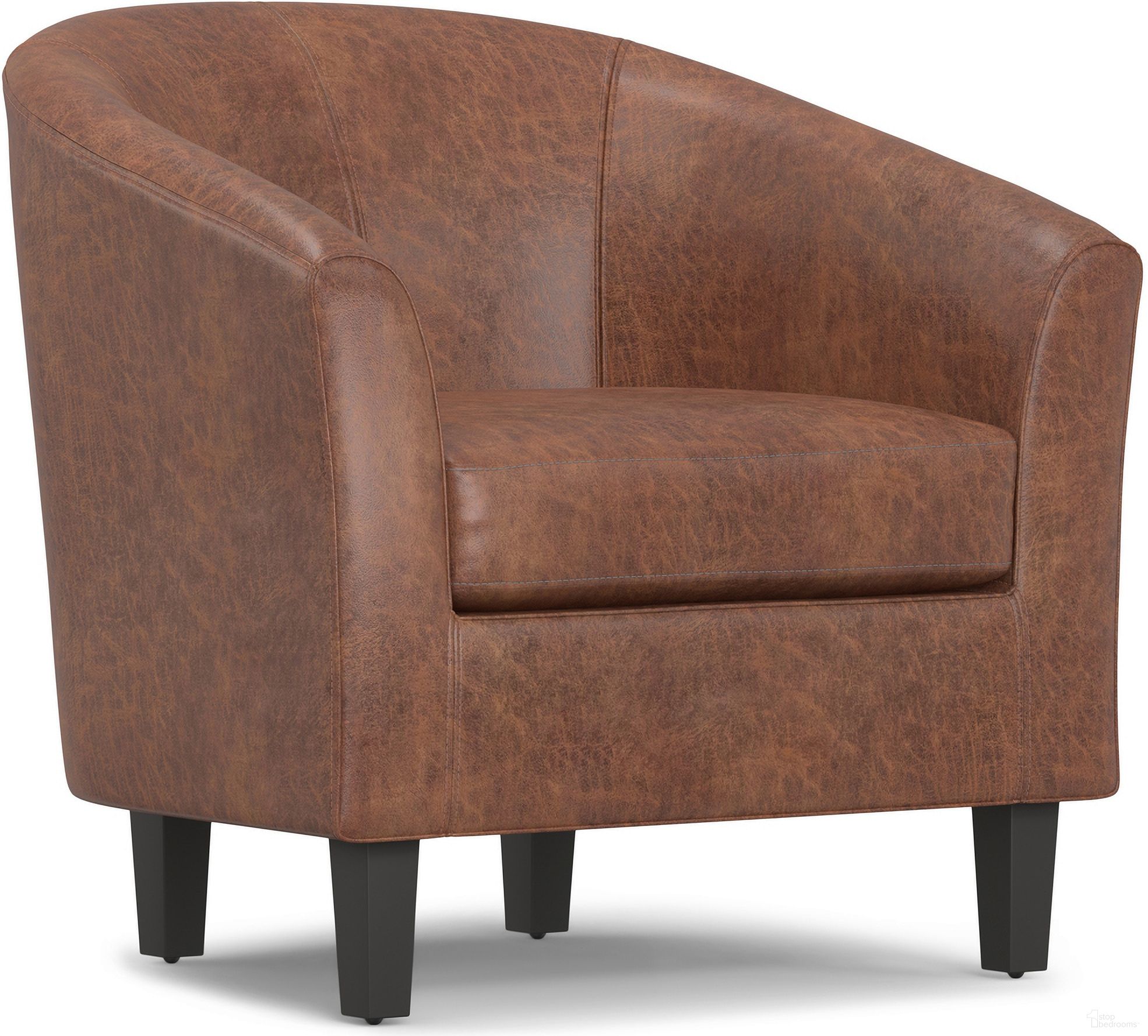 Austin Vegan Faux Leather Tub Chair In Distressed Saddle Brown
