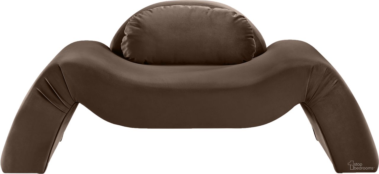 The appearance of Austin Velvet Chair In Brown Velvet designed by Meridian in the modern / contemporary interior design. This brown velvet piece of furniture  was selected by 1StopBedrooms from Austin Collection to add a touch of cosiness and style into your home. Sku: 44008Brown-C. Material: Velvet.