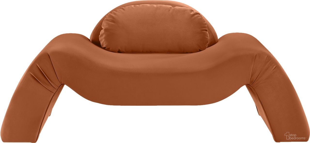 The appearance of Austin Velvet Chair In Cognac Velvet designed by Meridian in the modern / contemporary interior design. This cognac velvet piece of furniture was selected by 1StopBedrooms from Austin Collection to add a touch of cosiness and style into your home. Sku: 44008Cognac-C. Material: Velvet.