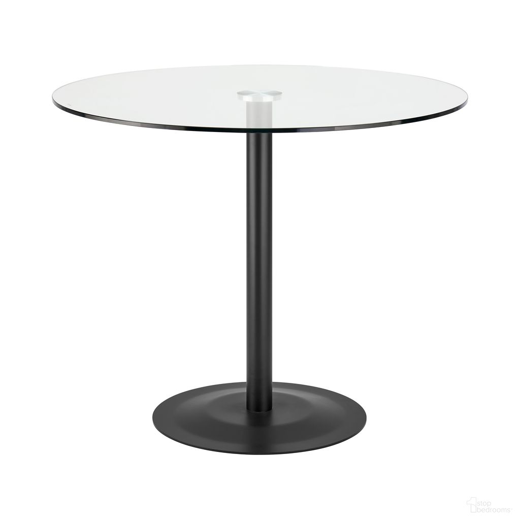 The appearance of Ava 36 Inch Bistro Table In Matte Black and Clear designed by Euro Style in the modern / contemporary interior design. This matte black and clear piece of furniture  was selected by 1StopBedrooms from Ava Collection to add a touch of cosiness and style into your home. Sku: 15132BLK-A;15132BLK-B. Table Base Style: Pedestal. Table Top Shape: Round. Material: Glass. Size: 36".
