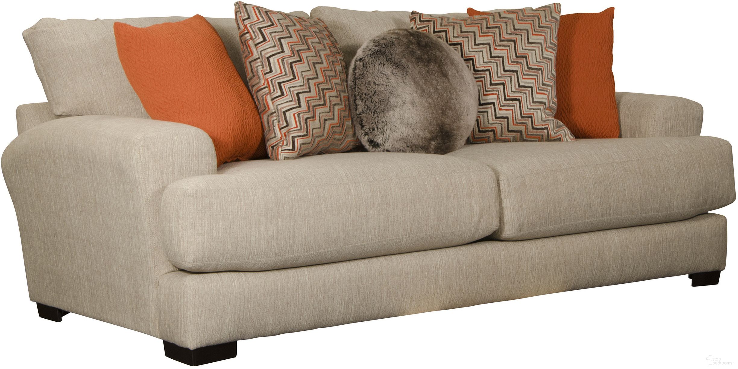The appearance of Ava Cashew Sofa designed by Jackson in the transitional interior design. This beige piece of furniture was selected by 1StopBedrooms from Ava Collection to add a touch of cosiness and style into your home. Sku: 449803179636287024. Material: Polyester.