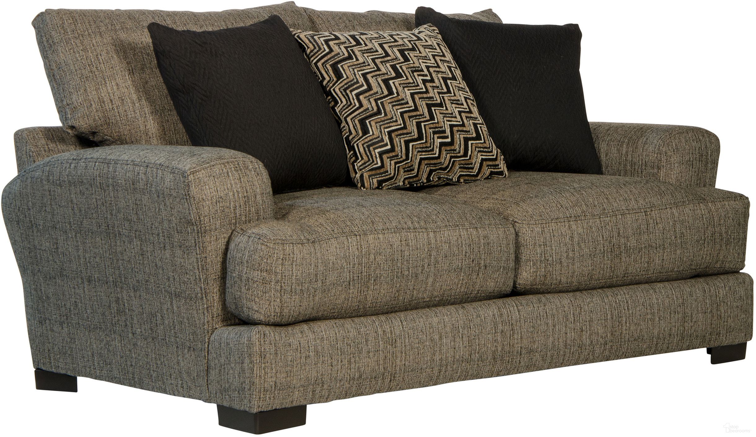 The appearance of Ava Pepper Loveseat designed by Jackson in the transitional interior design. This gray piece of furniture  was selected by 1StopBedrooms from Ava Collection to add a touch of cosiness and style into your home. Sku: 449802179648287048. Material: Polyester.