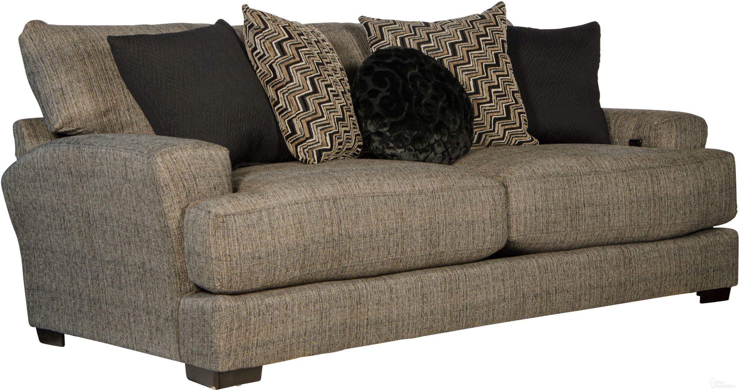 The appearance of Ava Pepper Sofa designed by Jackson in the transitional interior design. This gray piece of furniture was selected by 1StopBedrooms from Ava Collection to add a touch of cosiness and style into your home. Sku: 449803179648287048. Material: Polyester.