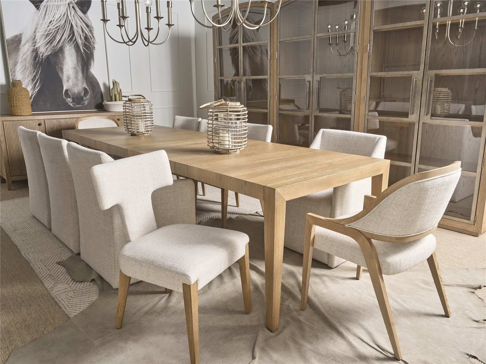 The appearance of Avaline Dining Room Set In Skylark designed by Universal in the modern / contemporary interior design. This skylark piece of furniture  was selected by 1StopBedrooms from Avaline Collection to add a touch of cosiness and style into your home. Sku: U428A652;U428A625. Table Base Style: Legs. Material: Wood. Table Top Shape: Rectangular. Size: 40" x 72".
