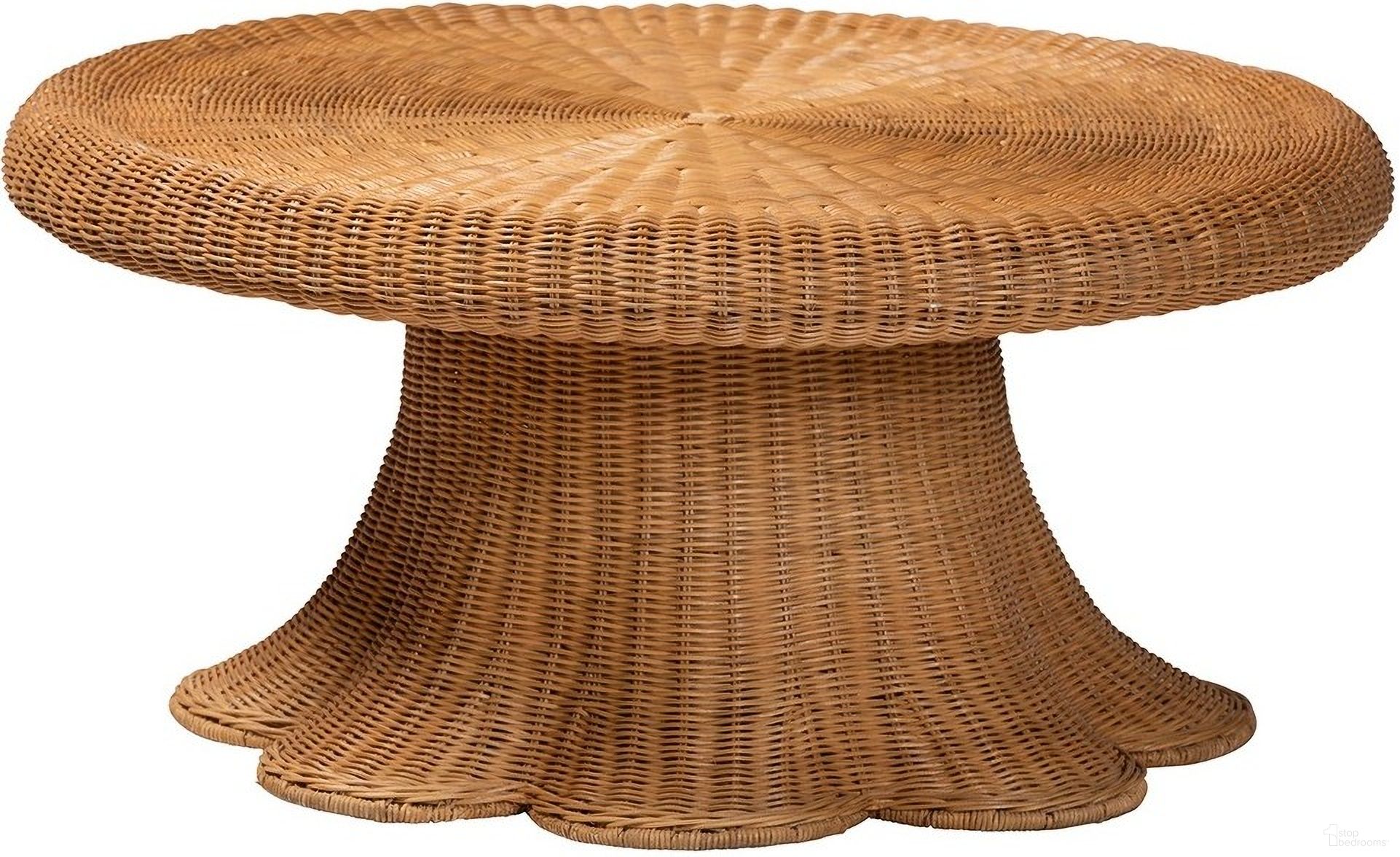 The appearance of Avalon Natural Rattan Round Coffee Table with Scalloped Pedestal Base In Light Honey designed by Baxton Studio in the bohemian interior design. This light honey piece of furniture was selected by 1StopBedrooms from Avalon Collection to add a touch of cosiness and style into your home. Sku: Avalon-Light Honey Wicker-Coffee Table. Material: Natural Rattan.