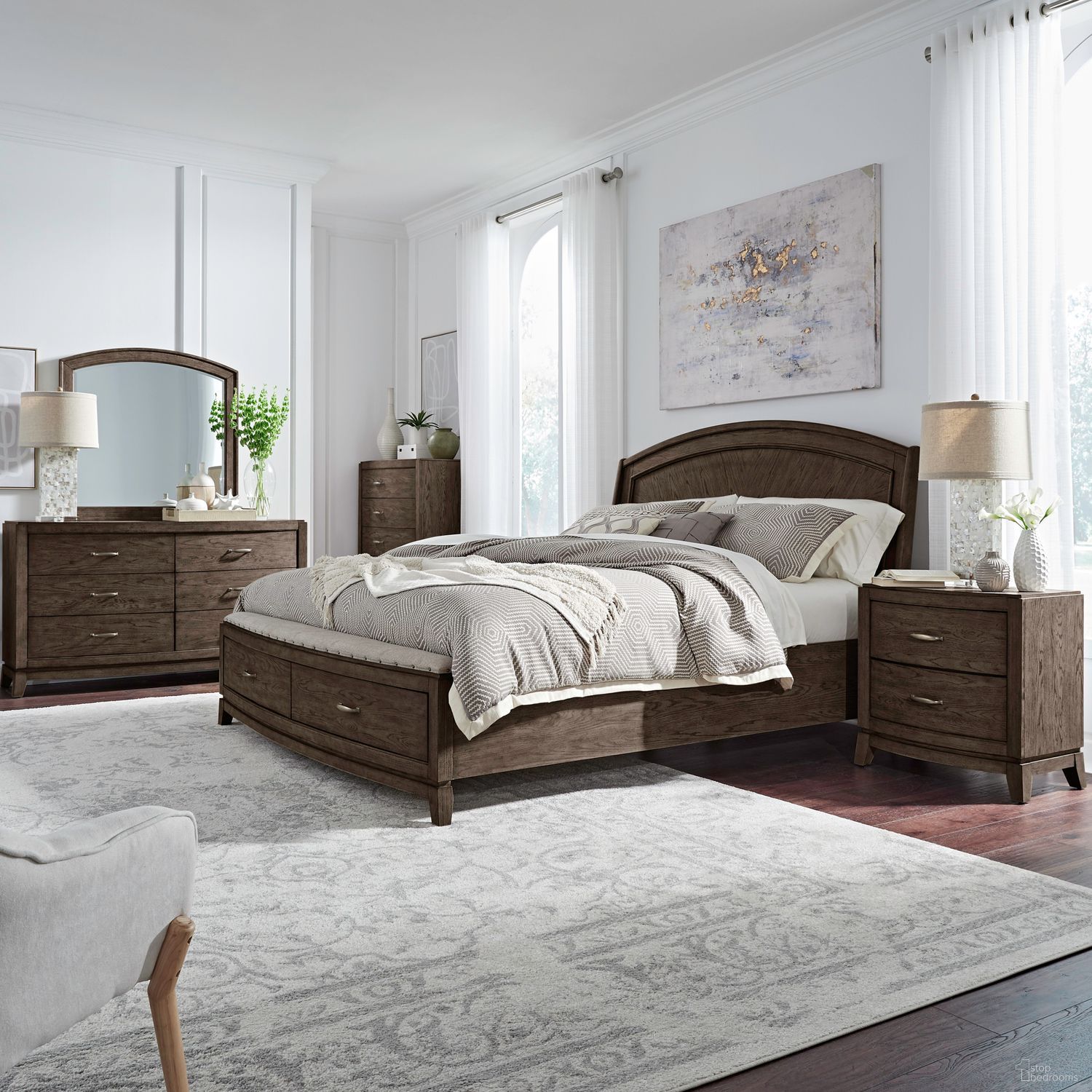 The appearance of Avalon Panel Storage Bedroom Set In Coffee Bean designed by Liberty in the modern / contemporary interior design. This coffee bean piece of furniture was selected by 1StopBedrooms from Avalon Collection to add a touch of cosiness and style into your home. Sku: 805B-BR23FS;805B-BR23H;805B-BR90RSP;805B-BR61. Bed Size: King. Material: Oak Veneer.