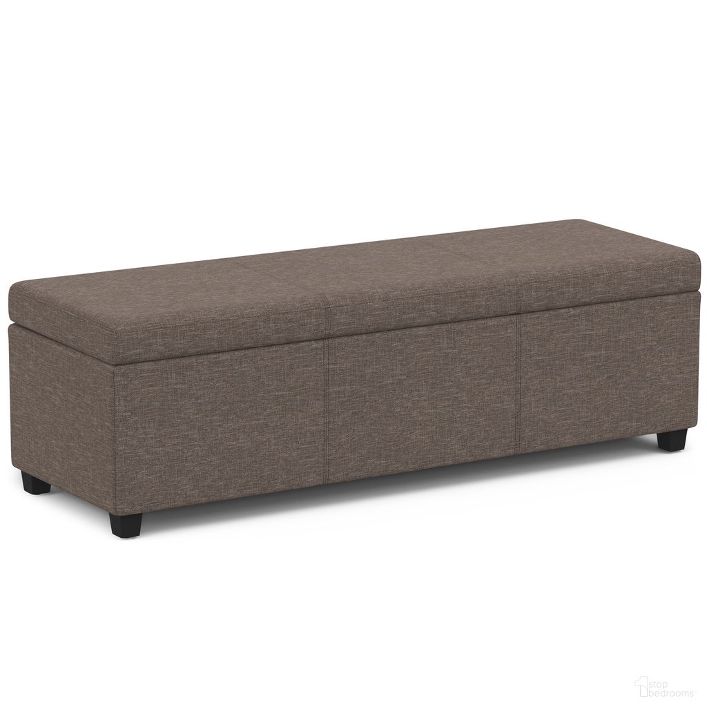 The appearance of Avalon Polyester Linen Fabric Extra Large Storage Ottoman Bench In Fawn Brown designed by Simpli Home in the modern / contemporary interior design. This fawn brown piece of furniture was selected by 1StopBedrooms from Avalon Collection to add a touch of cosiness and style into your home. Sku: AXCF18XL-BRL. Material: Rubberwood.