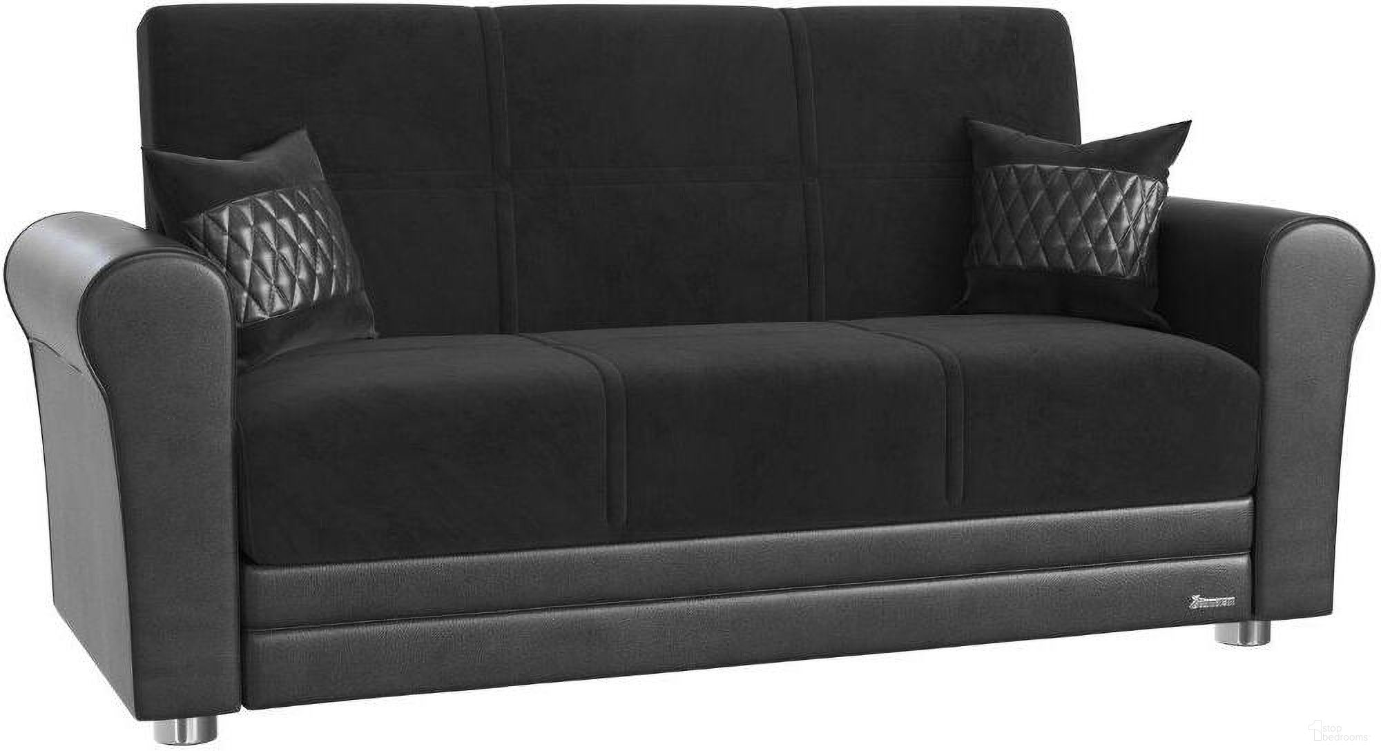 The appearance of Avalon Upholstered Convertible Loveseat with Storage In Black designed by Casamode in the modern / contemporary interior design. This black piece of furniture was selected by 1StopBedrooms from Avalon Collection to add a touch of cosiness and style into your home. Sku: AVA-NBLK-LS. Material: Polyester.