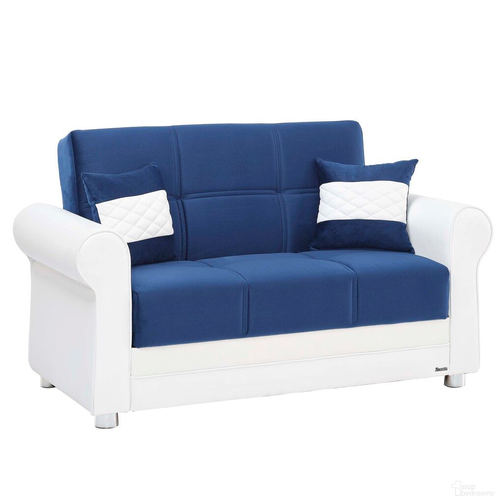 The appearance of Avalon Upholstered Convertible Loveseat with Storage In Sky Blue designed by Casamode in the modern / contemporary interior design. This sky blue piece of furniture  was selected by 1StopBedrooms from Avalon Collection to add a touch of cosiness and style into your home. Sku: AVA-PBL-LS. Material: Polyester.