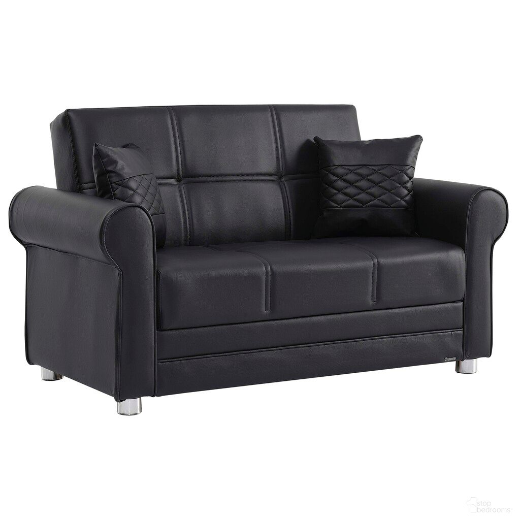 The appearance of Avalon Upholstered Convertible Loveseat with Storage In Zen Black designed by Casamode in the modern / contemporary interior design. This zen black piece of furniture was selected by 1StopBedrooms from Avalon Collection to add a touch of cosiness and style into your home. Sku: AVA-BLK-PU-LS. Material: Leather.