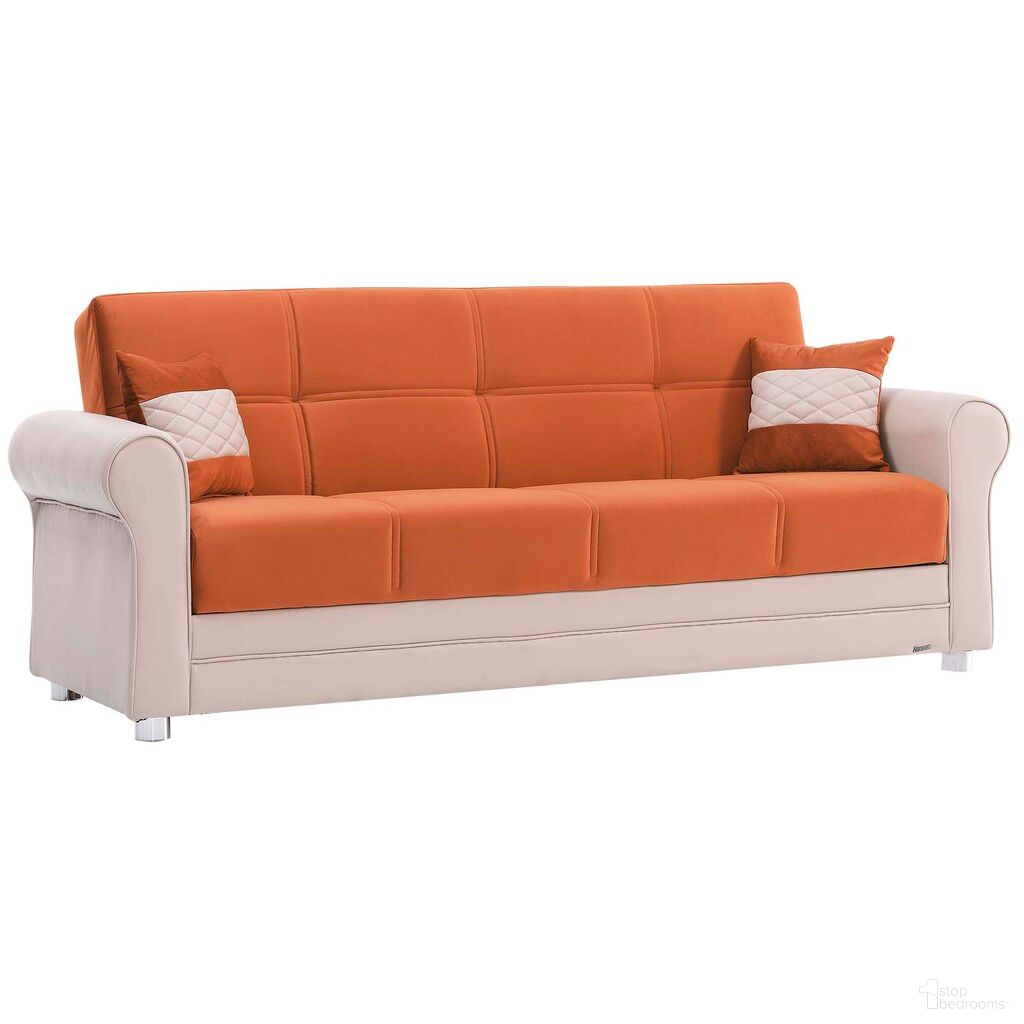 The appearance of Avalon Upholstered Convertible Sofabed with Storage In Orange designed by Casamode in the modern / contemporary interior design. This orange piece of furniture  was selected by 1StopBedrooms from Avalon Collection to add a touch of cosiness and style into your home. Sku: AVA-POR-SB. Material: Polyester.