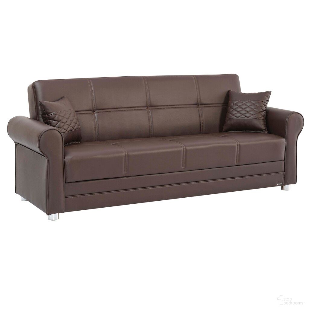 The appearance of Avalon Upholstered Convertible Sofabed with Storage In Zen Brown designed by Casamode in the modern / contemporary interior design. This zen brown piece of furniture was selected by 1StopBedrooms from Avalon Collection to add a touch of cosiness and style into your home. Sku: AVA-BN-PU-SB. Material: Leather.
