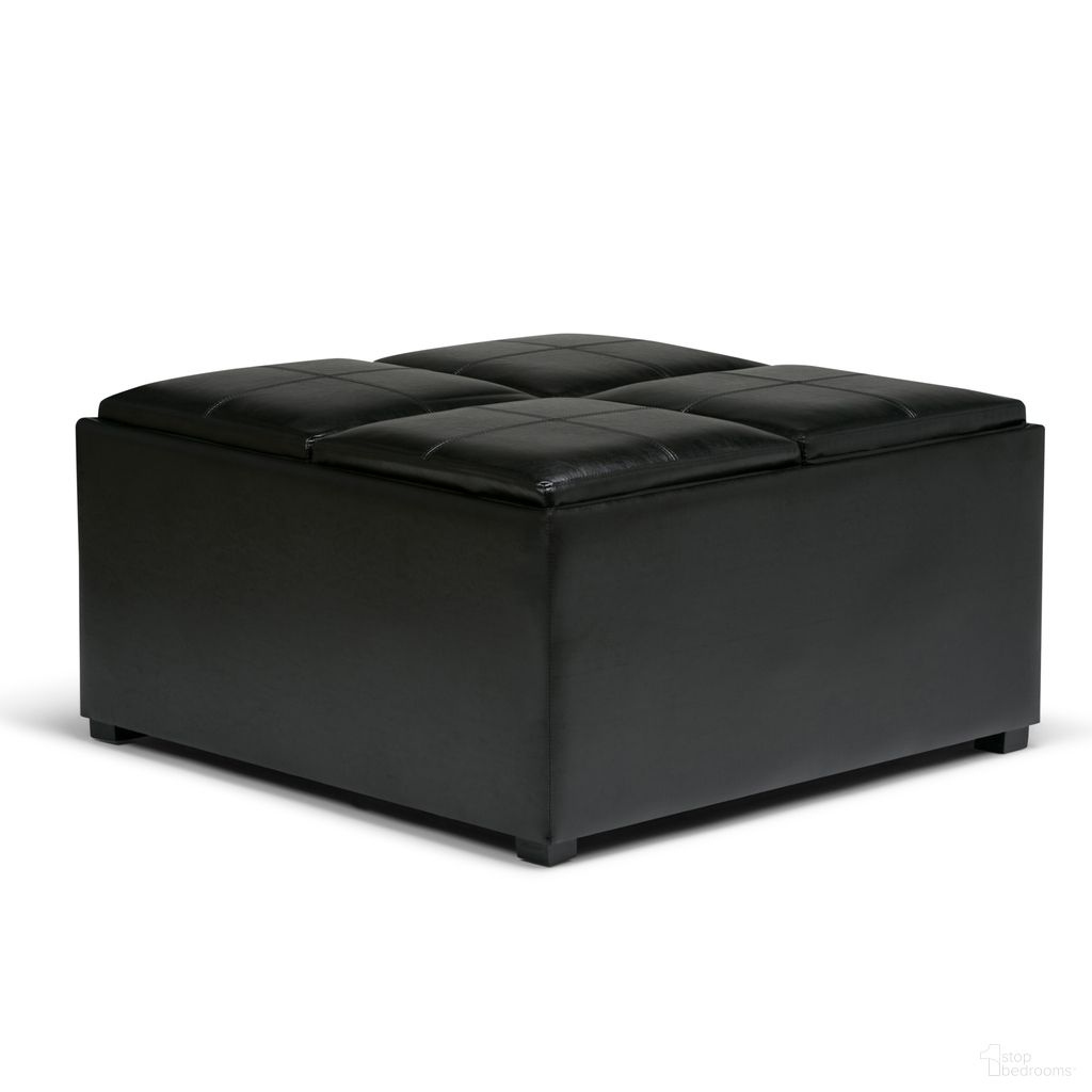 The appearance of Avalon Vegan Faux Leather Square Coffee Table Storage Ottoman In Midnight Black designed by Simpli Home in the modern / contemporary interior design. This midnight black piece of furniture was selected by 1StopBedrooms from Avalon Collection to add a touch of cosiness and style into your home. Sku: AY-F-07-BL. Material: Faux Leather.