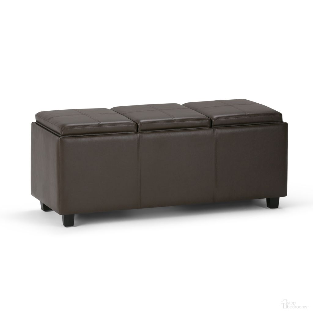 The appearance of Avalon Vegan Faux Leather Storage Ottoman In Chocolate Brown designed by Simpli Home in the modern / contemporary interior design. This chocolate brown piece of furniture was selected by 1StopBedrooms from Avalon Collection to add a touch of cosiness and style into your home. Sku: 3AXCAVA-OTTBNCH-02-CBR. Material: Faux Leather.