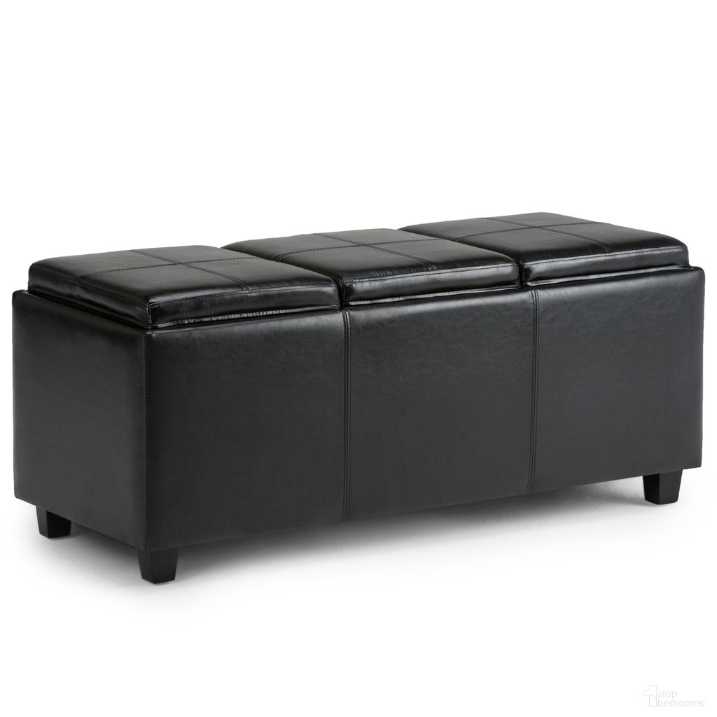 The appearance of Avalon Vegan Faux Leather Storage Ottoman In Midnight Black designed by Simpli Home in the modern / contemporary interior design. This midnight black piece of furniture was selected by 1StopBedrooms from Avalon Collection to add a touch of cosiness and style into your home. Sku: 3AXCAVA-OTTBNCH-02BL. Material: Faux Leather.