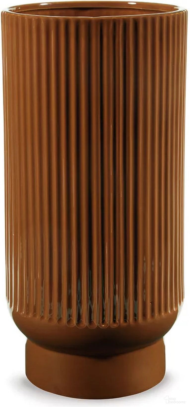 The appearance of Avalyah Vase In Burnt Umber designed by Signature Design by Ashley in the transitional interior design. This burnt umber piece of furniture  was selected by 1StopBedrooms from Avalyah Collection to add a touch of cosiness and style into your home. Sku: A2900023V. Material: Ceramic.