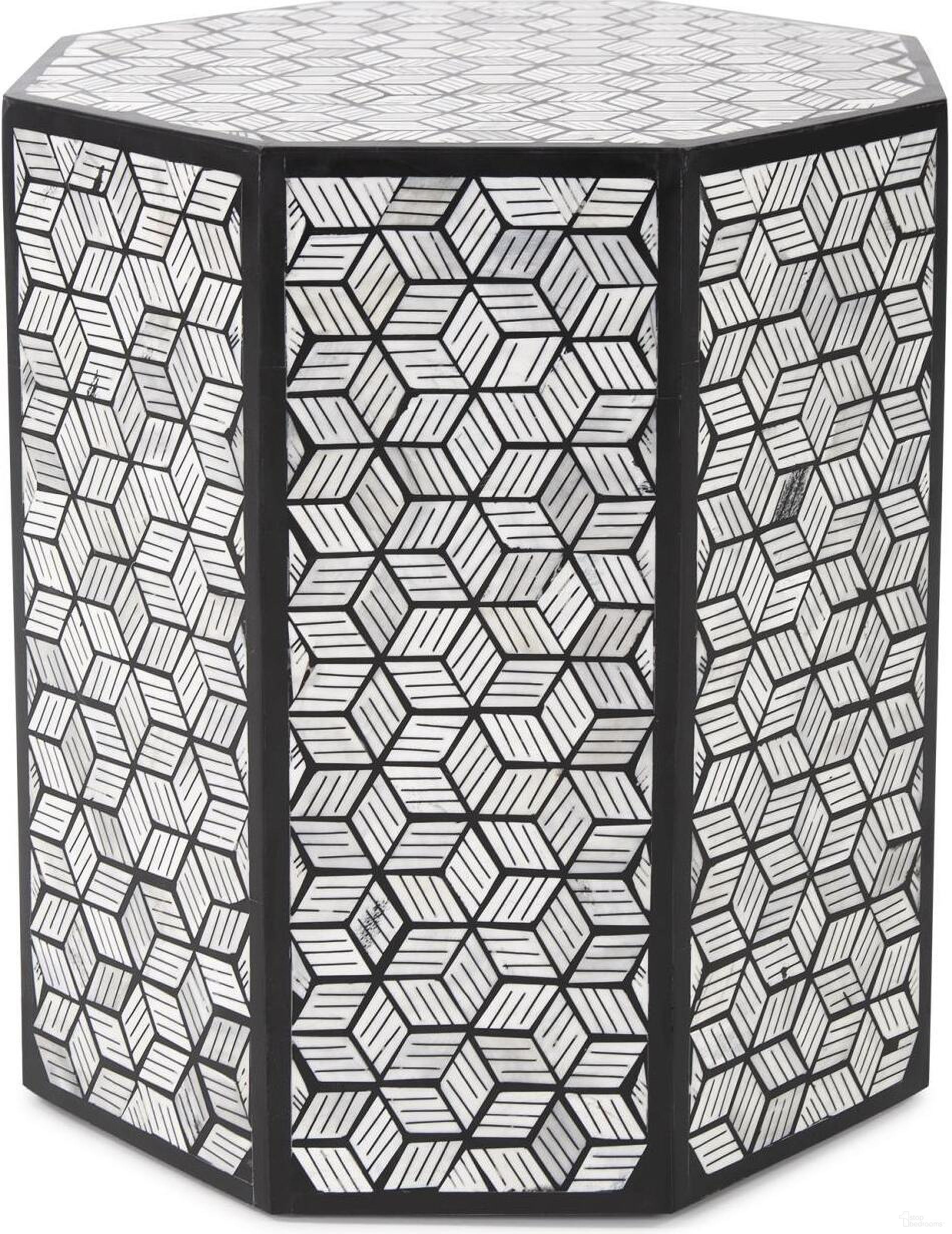 The appearance of Avanti End Table In Black and White designed by Howard Elliott in the modern / contemporary interior design. This black/white piece of furniture  was selected by 1StopBedrooms from  to add a touch of cosiness and style into your home. Sku: 45026. Material: Bone Inlay.