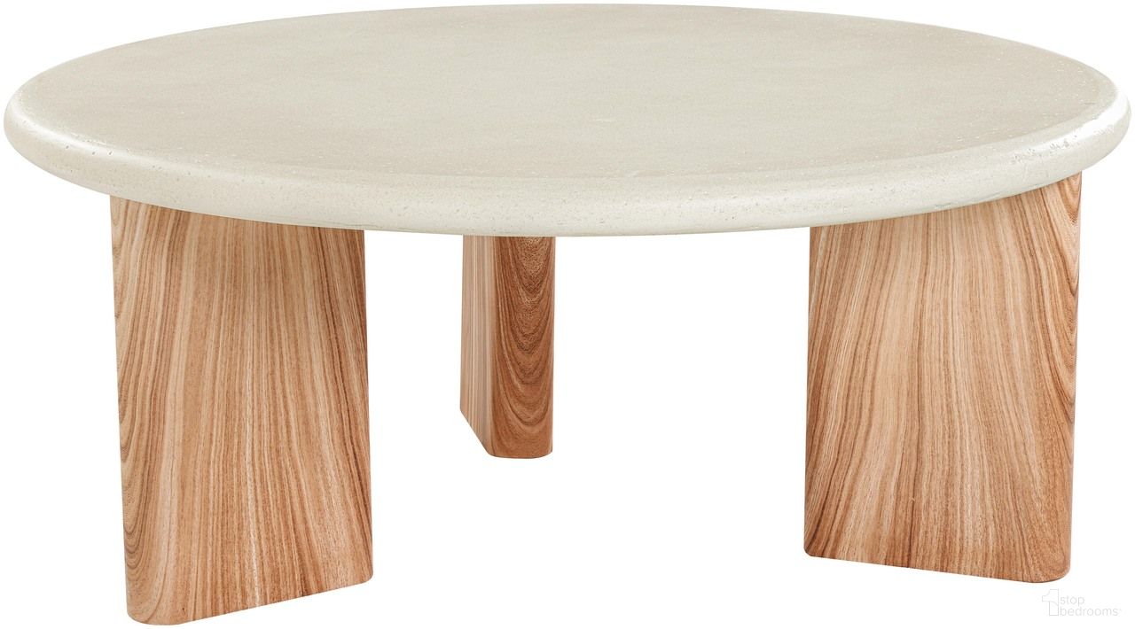 Avaya Concrete and Fiberglass Indoor/Outdoor Coffee Table In Cream and Natural