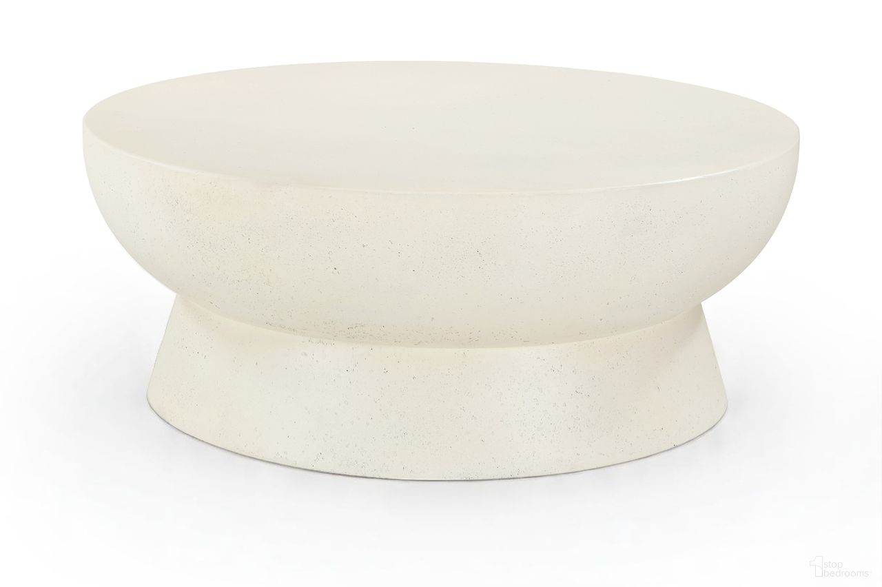 The appearance of Avaya Concrete and Fiberglass Indoor/Outdoor Coffee Table In Cream designed by Meridian in the modern / contemporary interior design. This cream piece of furniture  was selected by 1StopBedrooms from Avaya Collection to add a touch of cosiness and style into your home. Sku: 99042Cream-CT. Material: Concrete.