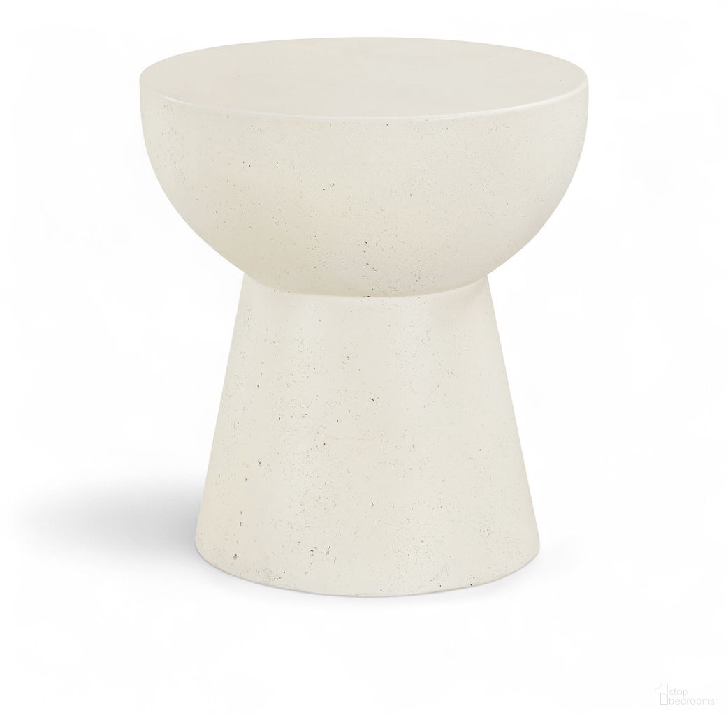The appearance of Avaya Concrete and Fiberglass Indoor/Outdoor End Table In Cream designed by Meridian in the modern / contemporary interior design. This cream piece of furniture  was selected by 1StopBedrooms from Avaya Collection to add a touch of cosiness and style into your home. Sku: 99042Cream-ET. Material: Concrete.