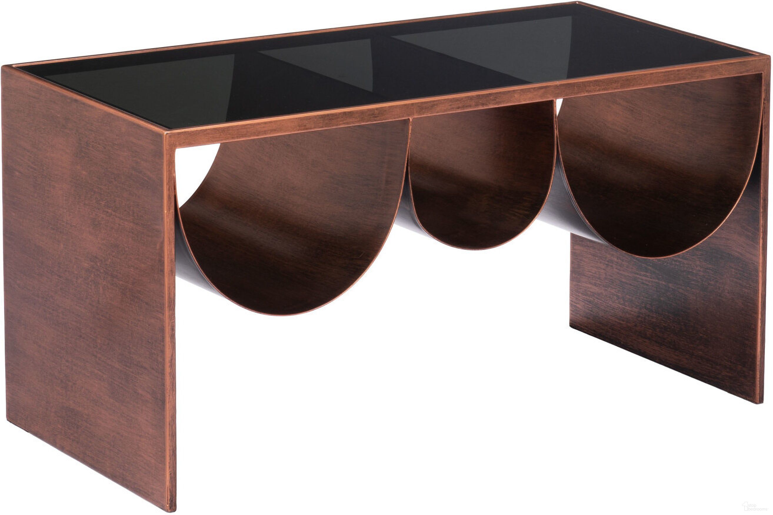The appearance of Aveiro Coffee Table In Copper and Black designed by Zuo Modern in the modern / contemporary interior design. This black and copper piece of furniture was selected by 1StopBedrooms from Aveiro Collection to add a touch of cosiness and style into your home. Sku: 109841. Material: Tempered Glass.
