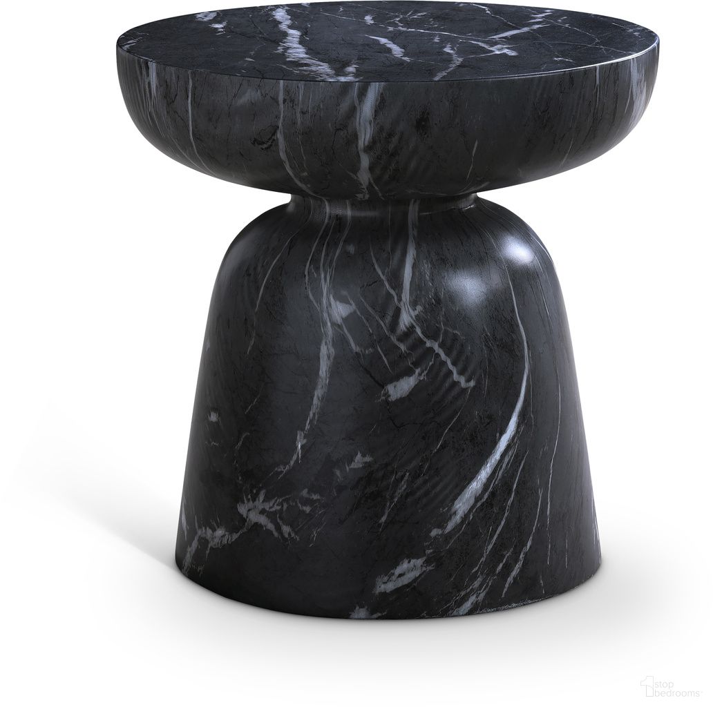 The appearance of Avellino Marble Finish Concrete End Table In Black designed by Meridian in the modern / contemporary interior design. This black piece of furniture  was selected by 1StopBedrooms from Avellino Collection to add a touch of cosiness and style into your home. Sku: 99052Black-ET. Material: Concrete.
