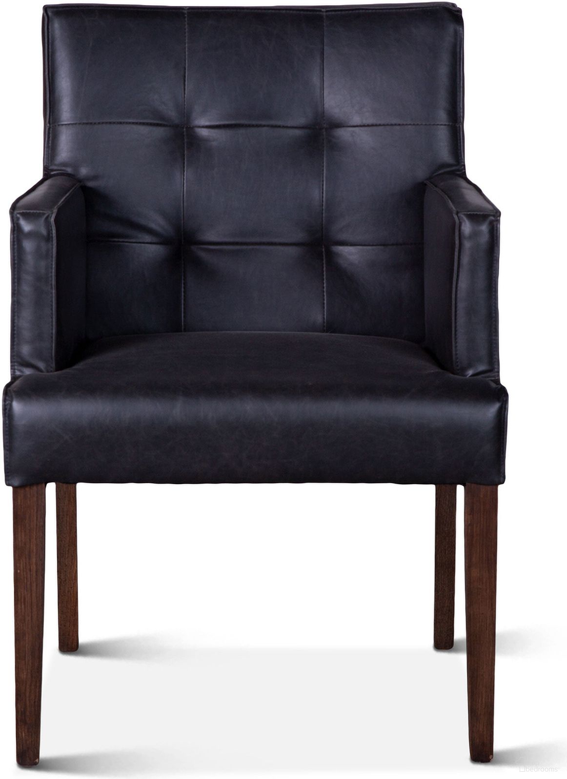 The appearance of Aven Armchair In Black Leather with Dark Legs designed by Home Trends and Design in the modern / contemporary interior design. This black leather piece of furniture was selected by 1StopBedrooms from Aven Collection to add a touch of cosiness and style into your home. Sku: ZWAVEBLACDL. Chair Type: Arm Chair. Material: Birch Wood.