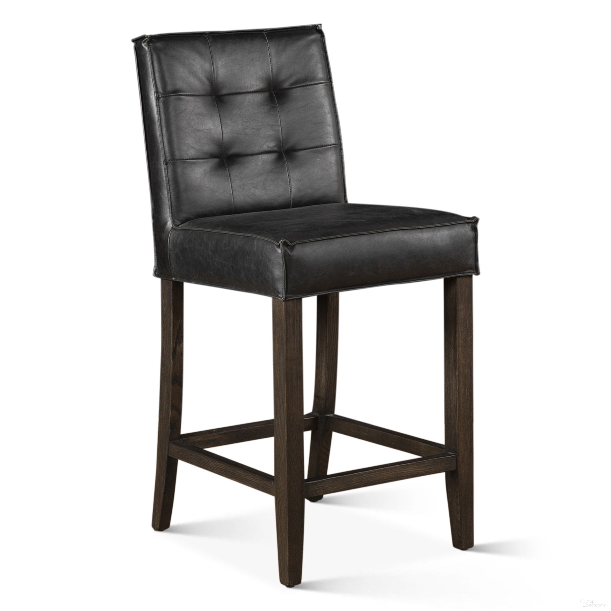 The appearance of Aven Counter Chair In Black Leather with Dark Legs designed by Home Trends and Design in the rustic / southwestern interior design. This black piece of furniture  was selected by 1StopBedrooms from Aven Collection to add a touch of cosiness and style into your home. Sku: ZWAVECCBLD. Material: Leather.