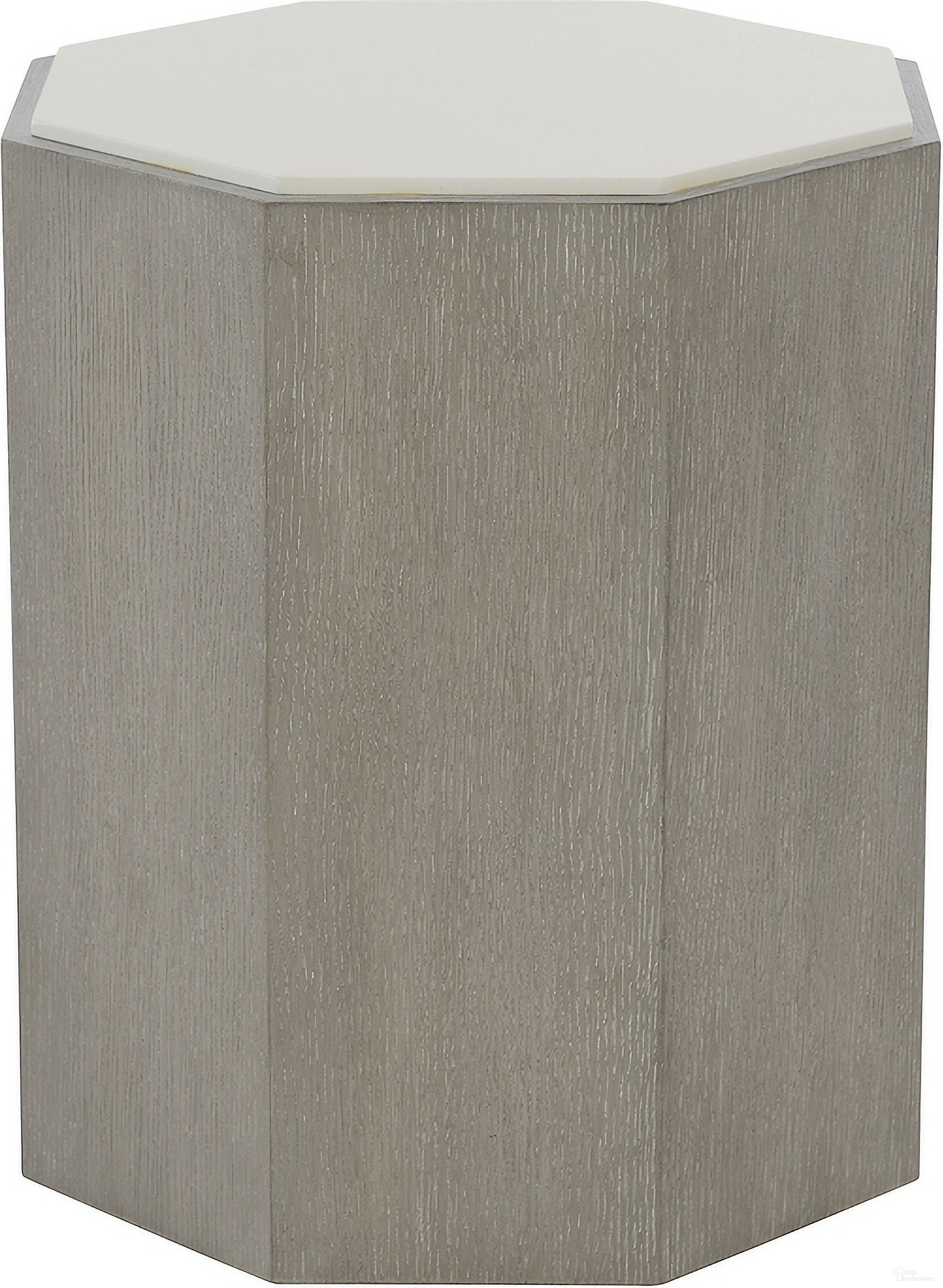The appearance of Avenue Hexagon Accent Table designed by Bernhardt in the modern / contemporary interior design. This gray truffle/lacquered white piece of furniture  was selected by 1StopBedrooms from Avenue Collection to add a touch of cosiness and style into your home. Sku: 442111. Material: Wood.