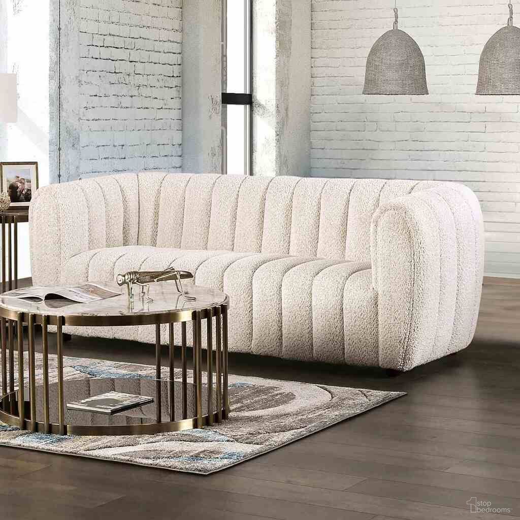 The appearance of Aversa Sofa In Off White designed by Furniture of America in the modern / contemporary interior design. This off white piece of furniture  was selected by 1StopBedrooms from Aversa Collection to add a touch of cosiness and style into your home. Sku: FM61002WH-SF. Material: Boucle.
