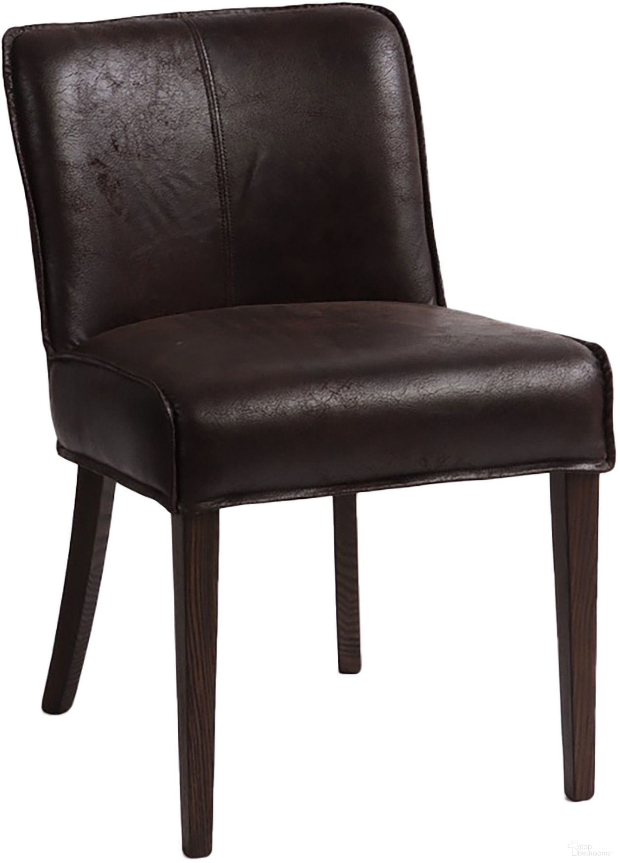 Avery Dining Chair In Dark Brown Leather with Matte Brown Legs - Set of 2